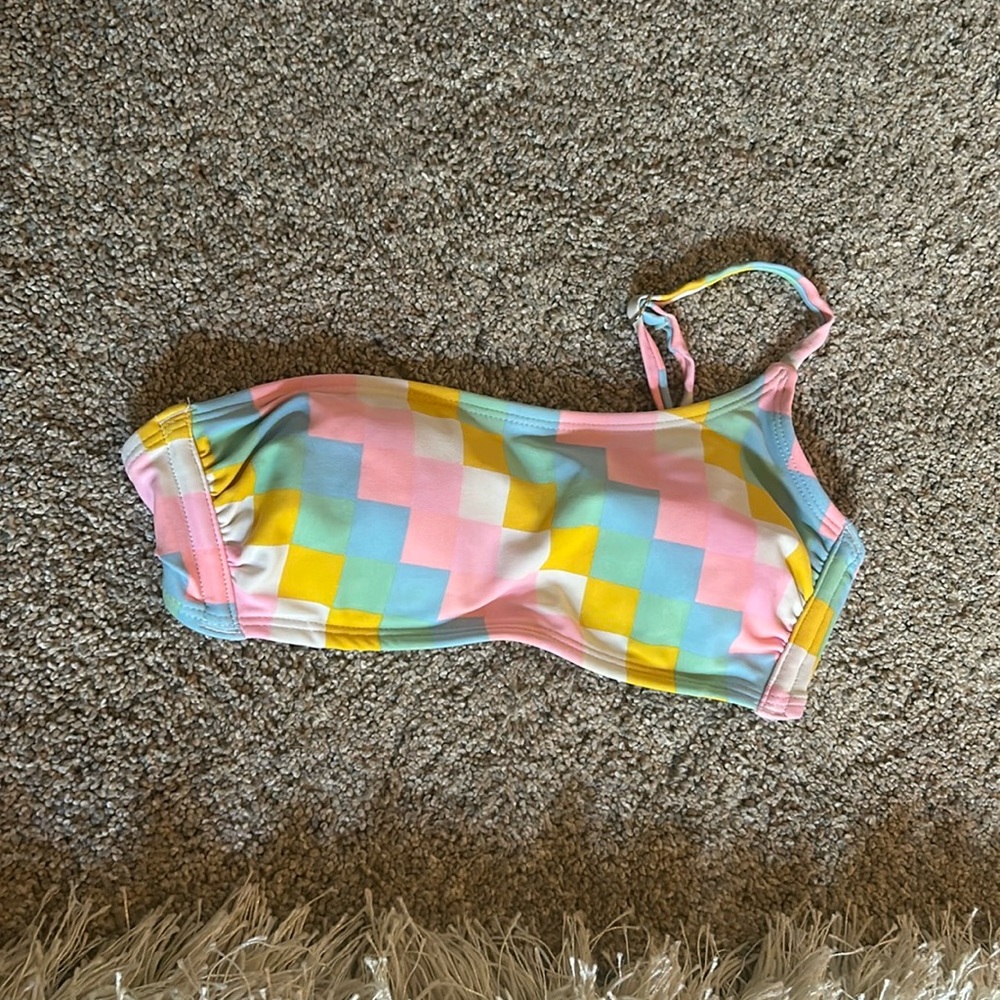 Xs Target swimsuit top one strap colorful checker